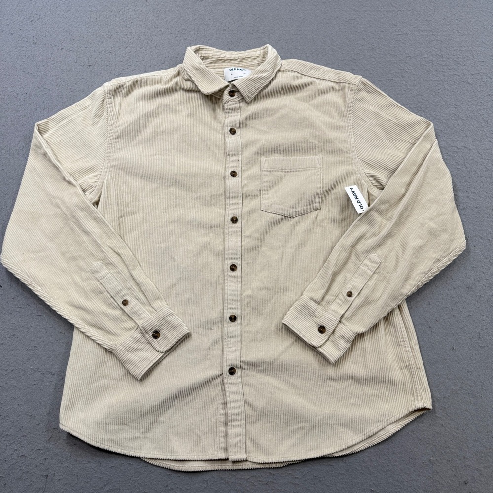 NEW Old Navy Corduroy Shirt Men's XL Tan Long Sleeve Classic Button Down Utility
